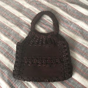 Anthropologie Brown Leather Crochet Bag